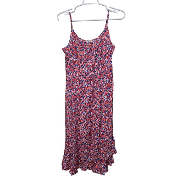J.Crew Red Blue Floral Sleeveless Midi Dress Size 4 - Picture 1 of 8